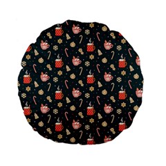 Winter Hot Coffee Winter Hot Coffee Standard 15  Premium Flano Round Cushions by designsbymallika