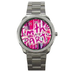 Party Concept Typographic Design Sport Metal Watch by dflcprintsclothing