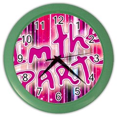 Party Concept Typographic Design Color Wall Clock by dflcprintsclothing