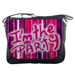 Party Concept Typographic Design Messenger Bag by dflcprintsclothing