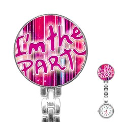 Party Concept Typographic Design Stainless Steel Nurses Watch by dflcprintsclothing