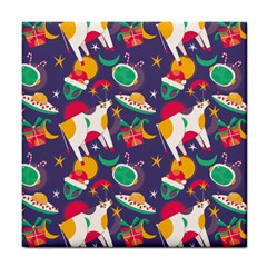 Space Christmas 2 Tile Coaster by designsbymallika