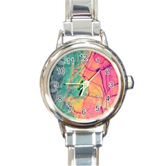 Alcohol Ink Round Italian Charm Watch by Dazzleway