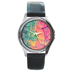 Alcohol Ink Round Metal Watch by Dazzleway