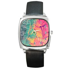 Alcohol Ink Square Metal Watch by Dazzleway