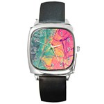 Alcohol ink Square Metal Watch Front