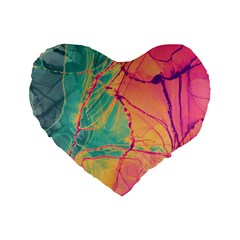 Alcohol Ink Standard 16  Premium Heart Shape Cushions by Dazzleway