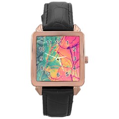 Alcohol Ink Rose Gold Leather Watch  by Dazzleway