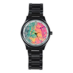 Alcohol Ink Stainless Steel Round Watch by Dazzleway