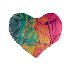 Alcohol Ink Standard 16  Premium Flano Heart Shape Cushions by Dazzleway