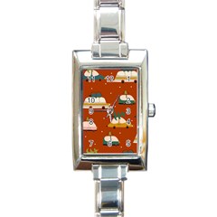 Cute Merry Christmas And Happy New Seamless Pattern With Cars Carrying Christmas Trees Rectangle Italian Charm Watch