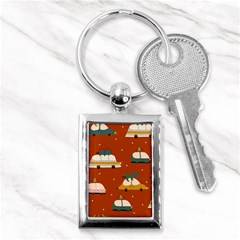 Cute Merry Christmas And Happy New Seamless Pattern With Cars Carrying Christmas Trees Key Chain (rectangle) by EvgeniiaBychkova