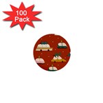 Cute Merry Christmas And Happy New Seamless Pattern With Cars Carrying Christmas Trees 1  Mini Buttons (100 pack)  Front