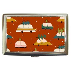 Cute Merry Christmas And Happy New Seamless Pattern With Cars Carrying Christmas Trees Cigarette Money Case by EvgeniiaBychkova