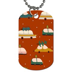 Cute Merry Christmas And Happy New Seamless Pattern With Cars Carrying Christmas Trees Dog Tag (two Sides) by EvgeniiaBychkova