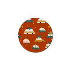 Cute Merry Christmas And Happy New Seamless Pattern With Cars Carrying Christmas Trees Golf Ball Marker