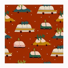 Cute Merry Christmas And Happy New Seamless Pattern With Cars Carrying Christmas Trees Medium Glasses Cloth (2 Sides) by EvgeniiaBychkova