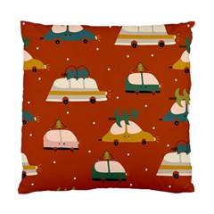 Cute Merry Christmas And Happy New Seamless Pattern With Cars Carrying Christmas Trees Standard Cushion Case (one Side) by EvgeniiaBychkova