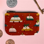 Cute Merry Christmas And Happy New Seamless Pattern With Cars Carrying Christmas Trees Mini Coin Purse Front