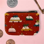 Cute Merry Christmas And Happy New Seamless Pattern With Cars Carrying Christmas Trees Mini Coin Purse Back