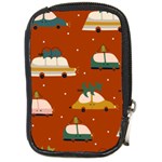 Cute Merry Christmas And Happy New Seamless Pattern With Cars Carrying Christmas Trees Compact Camera Leather Case Front