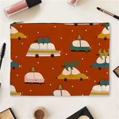 Cute Merry Christmas And Happy New Seamless Pattern With Cars Carrying Christmas Trees Cosmetic Bag (xl) by EvgeniiaBychkova