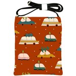 Cute Merry Christmas And Happy New Seamless Pattern With Cars Carrying Christmas Trees Shoulder Sling Bag Front