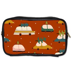 Cute Merry Christmas And Happy New Seamless Pattern With Cars Carrying Christmas Trees Toiletries Bag (two Sides)