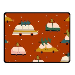 Cute Merry Christmas And Happy New Seamless Pattern With Cars Carrying Christmas Trees Fleece Blanket (small) by EvgeniiaBychkova