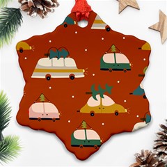 Cute Merry Christmas And Happy New Seamless Pattern With Cars Carrying Christmas Trees Ornament (snowflake) by EvgeniiaBychkova