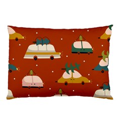 Cute Merry Christmas And Happy New Seamless Pattern With Cars Carrying Christmas Trees Pillow Case (two Sides) by EvgeniiaBychkova