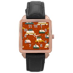 Cute Merry Christmas And Happy New Seamless Pattern With Cars Carrying Christmas Trees Rose Gold Leather Watch  by EvgeniiaBychkova