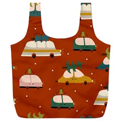 Cute Merry Christmas And Happy New Seamless Pattern With Cars Carrying Christmas Trees Full Print Recycle Bag (xl) by EvgeniiaBychkova