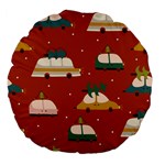 Cute Merry Christmas And Happy New Seamless Pattern With Cars Carrying Christmas Trees Large 18  Premium Flano Round Cushions Front