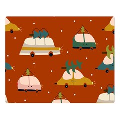 Cute Merry Christmas And Happy New Seamless Pattern With Cars Carrying Christmas Trees Double Sided Flano Blanket (large)  by EvgeniiaBychkova