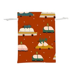 Cute Merry Christmas And Happy New Seamless Pattern With Cars Carrying Christmas Trees Lightweight Drawstring Pouch (s) by EvgeniiaBychkova