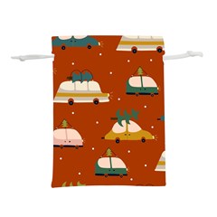 Cute Merry Christmas And Happy New Seamless Pattern With Cars Carrying Christmas Trees Lightweight Drawstring Pouch (l)