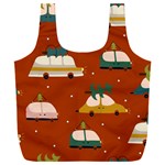 Cute Merry Christmas And Happy New Seamless Pattern With Cars Carrying Christmas Trees Full Print Recycle Bag (XXXL) Back