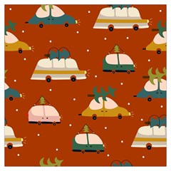 Cute Merry Christmas And Happy New Seamless Pattern With Cars Carrying Christmas Trees Long Sheer Chiffon Scarf  by EvgeniiaBychkova