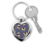 Cute  Pattern With  Dancing Ballerinas On The Blue Background Key Chain (Heart) Front