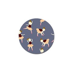 Cute  Pattern With  Dancing Ballerinas On The Blue Background Golf Ball Marker by EvgeniiaBychkova