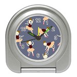 Cute  Pattern With  Dancing Ballerinas On The Blue Background Travel Alarm Clock Front