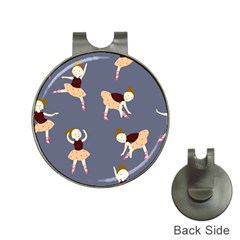 Cute  Pattern With  Dancing Ballerinas On The Blue Background Hat Clips With Golf Markers by EvgeniiaBychkova