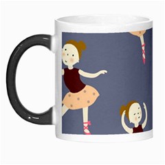 Cute  Pattern With  Dancing Ballerinas On The Blue Background Morph Mugs by EvgeniiaBychkova