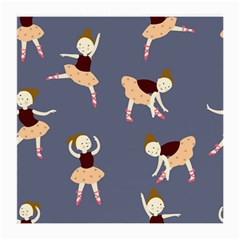 Cute  Pattern With  Dancing Ballerinas On The Blue Background Medium Glasses Cloth by EvgeniiaBychkova