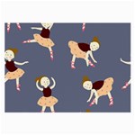 Cute  Pattern With  Dancing Ballerinas On The Blue Background Large Glasses Cloth (2 Sides) Front