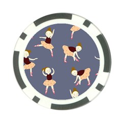 Cute  Pattern With  Dancing Ballerinas On The Blue Background Poker Chip Card Guard by EvgeniiaBychkova