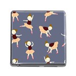 Cute  Pattern With  Dancing Ballerinas On The Blue Background Memory Card Reader (Square 5 Slot) Front