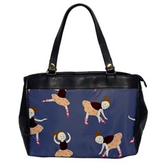 Cute  Pattern With  Dancing Ballerinas On The Blue Background Oversize Office Handbag by EvgeniiaBychkova