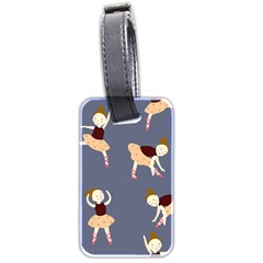 Cute  Pattern With  Dancing Ballerinas On The Blue Background Luggage Tag (two Sides) by EvgeniiaBychkova